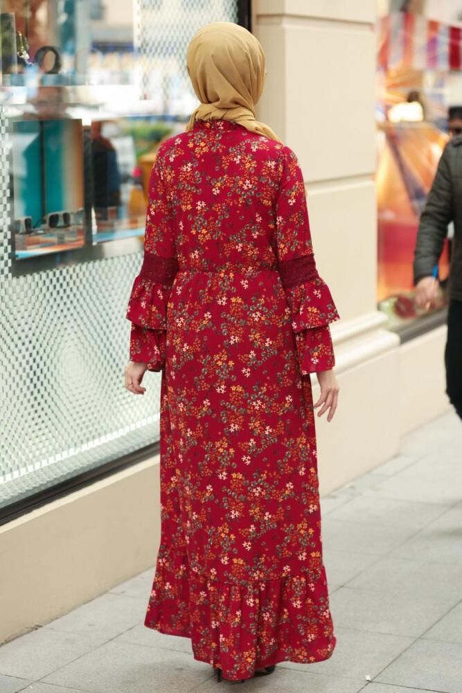 Rouge Bordeaux- Nayla Collection - Robe Hijab 1253BR - 2