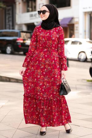 Rouge Bordeaux- Nayla Collection - Robe Hijab 1254BR - 1