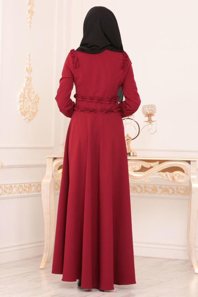 Rouge Bordeaux- Nayla Collection - Robe Hijab 1256BR - 2