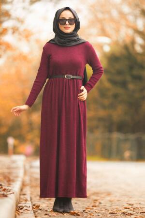 Rouge Bordeaux - Nayla Collection - Robe Hijab 1603BR - 1