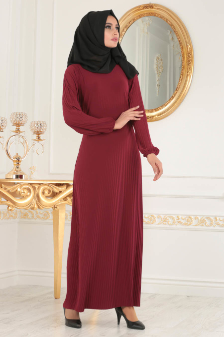 Rouge Bordeaux - Nayla Collection - Robe Hijab 22170BR