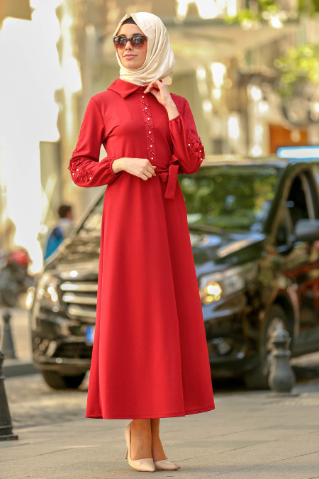 Rouge Bordeaux- Nayla Collection - Robe Hijab 2292BR