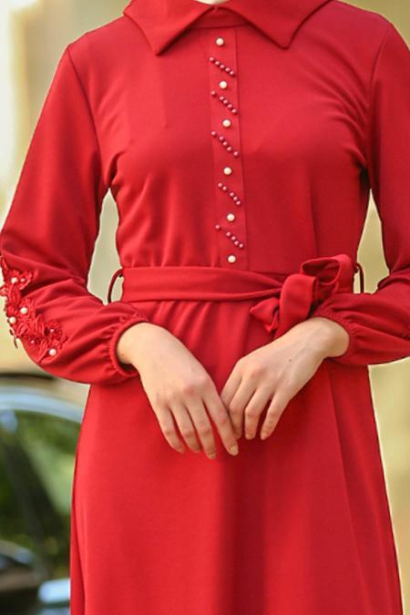 Rouge Bordeaux- Nayla Collection - Robe Hijab 2292BR - 3