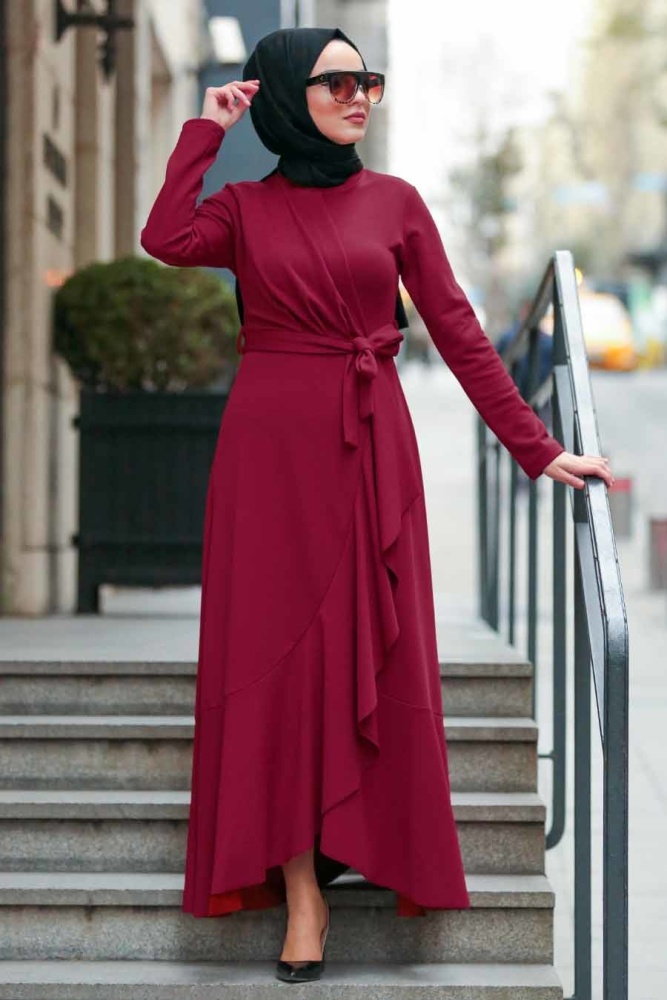 Rouge Bordeaux - Nayla Collection - Robe Hijab 4041BR - 1