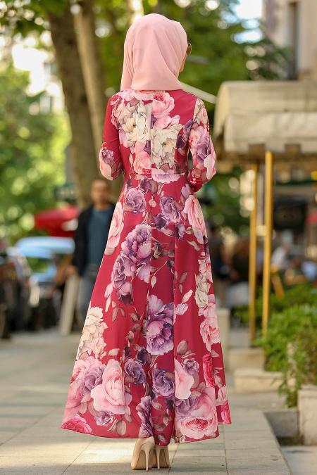 Rouge Bordeaux - Nayla Collection - Robe Hijab 41570BR - 2