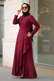 Rouge Bordeaux- Nayla Collection - Robe Hijab 4265BR - Thumbnail
