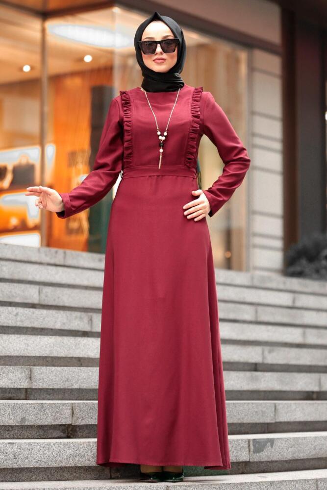 Rouge Bordeaux-Nayla Collection -Robe Hijab 45180BR - 1
