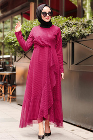 Rouge Bordeaux - Nayla Collection - Robe Hijab - 50141BR - Thumbnail