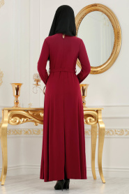 Rouge Bordeaux- Nayla Collection - Robe Hijab 533BR - Thumbnail