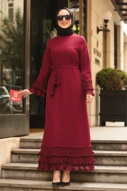 Rouge Bordeaux- Nayla Collection - Robe Hijab 6754BR - Thumbnail
