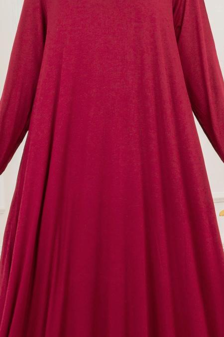 Rouge Bordeaux - Nayla Collection - Robe Hijab 79290BR - 2