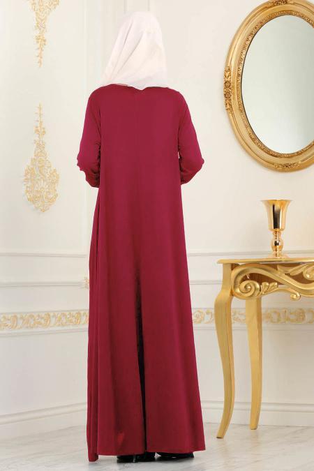 Rouge Bordeaux - Nayla Collection - Robe Hijab 79290BR - 3