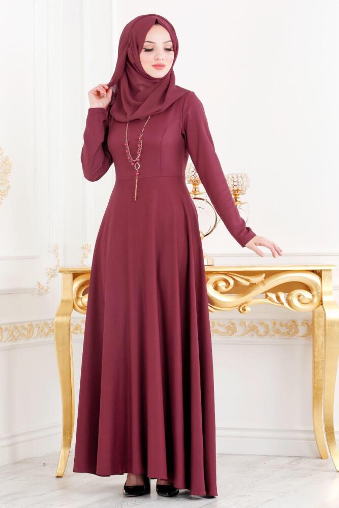 Rouge Bordeaux - Nayla Collection - Robe Hijab 8040BR - 1