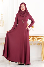 Rouge Bordeaux - Nayla Collection - Robe Hijab 8040BR - Thumbnail