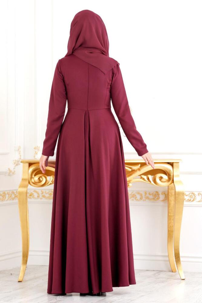 Rouge Bordeaux - Nayla Collection - Robe Hijab 8040BR - 3