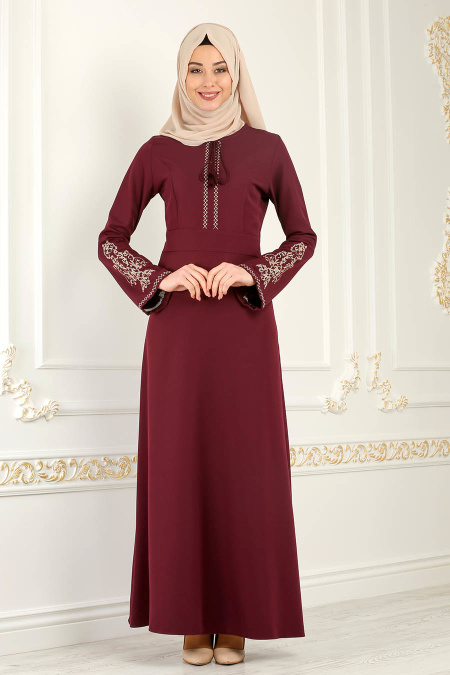 Rouge Bordeaux- Nayla Collection - Robe Hijab 81516BR
