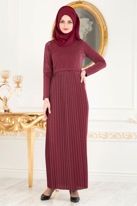 Rouge Bordeaux - Nayla Collection - Robe Hijab 8244BR
