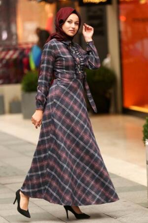 Rouge Bordeaux - Nayla Collection - Robe Hijab 8364BR - 1