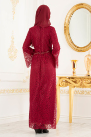Rouge Bordeaux - Nayla Collection - Robes de Soirée 100405BR - Thumbnail