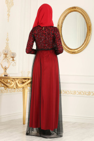 Rouge Bordeaux - Nayla Collection - Robes de Soirée 12013BR - Thumbnail