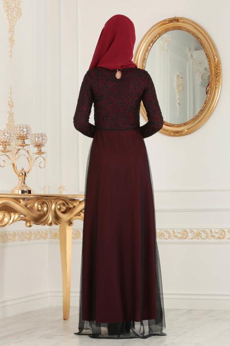 Rouge Bordeaux - Nayla Collection - Robes de Soirée 38214BR - 3