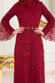 Rouge Bordeaux - Nayla Collection - Robes de Soirée 39063BR - Thumbnail