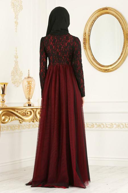 Rouge Bordeaux - Nayla Collection - Robes de Soirée 7531BR - 2