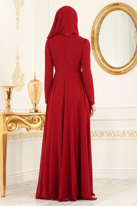Rouge Bordeaux - Nayla Collection - Robes de Soirée 7954BR - 2