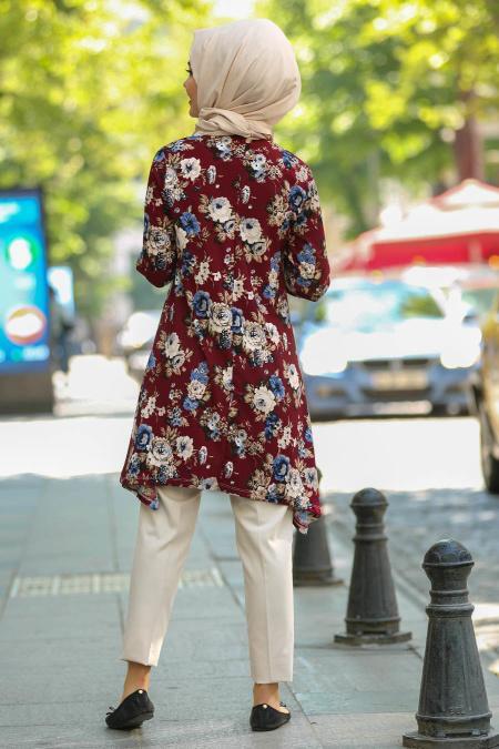 Rouge Bordeaux- Nayla Collection - Tunique Hijab 30611BR - 3