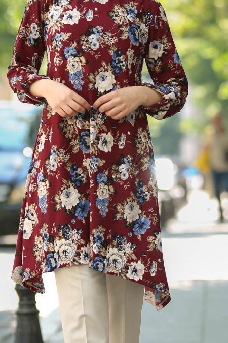 Rouge Bordeaux- Nayla Collection - Tunique Hijab 30611BR - 4