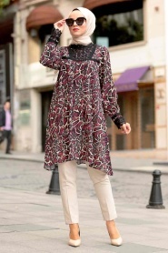 Rouge Bordeaux - Nayla Collection - Tunique Hijab - 3715BR - Thumbnail