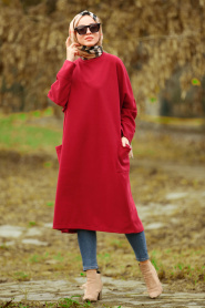 Rouge Bordeaux - Nayla Collection - Tunique Hijab 40301BR - Thumbnail