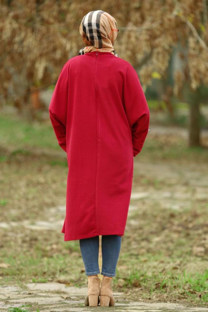 Rouge Bordeaux - Nayla Collection - Tunique Hijab 40301BR - 2