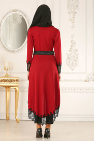Rouge Bordeaux- Nayla Collection - Tunique Hijab 40490BR - Thumbnail