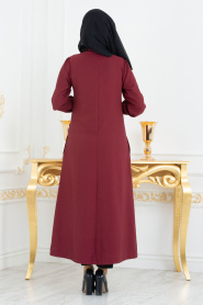 Rouge Bordeaux - Nayla Collection - Tunique Hijab 51181BR - Thumbnail