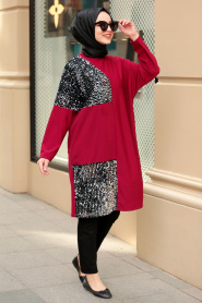 Rouge Bordeaux- Nayla Collection - Tunique Hijab 5141BR - Thumbnail