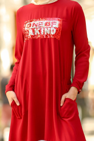 Rouge Bordeaux- Nayla Collection - Tunique Hijab 53610BR - Thumbnail
