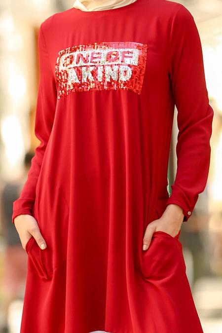 Rouge Bordeaux- Nayla Collection - Tunique Hijab 53610BR - 3
