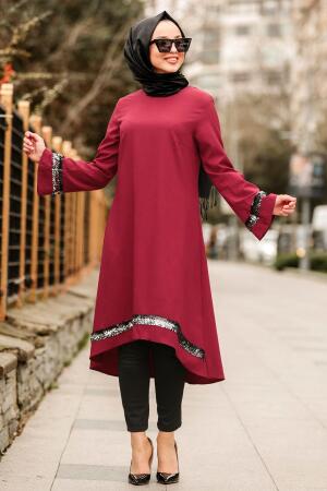 Rouge Bordeaux-Nayla Collection - Tunique Hijab 5436BR - 1