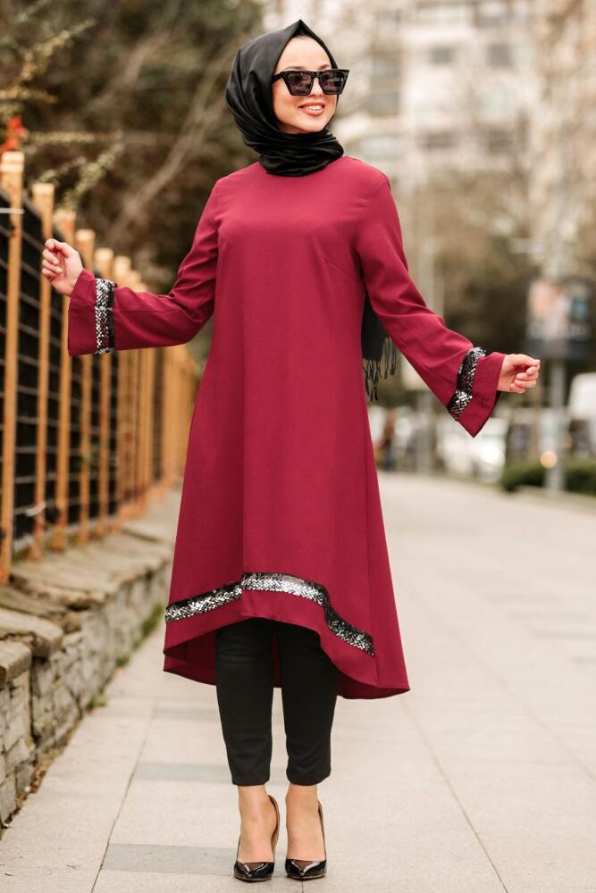 Rouge Bordeaux-Nayla Collection - Tunique Hijab 5436BR - 1