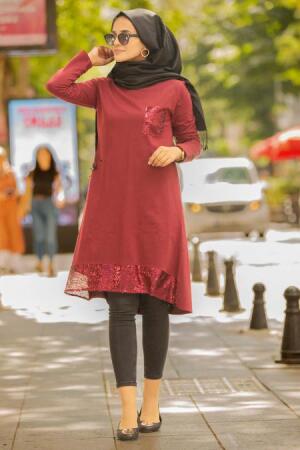 Rouge Bordeaux- Nayla Collection - Tunique Hijab 76230BR - 1