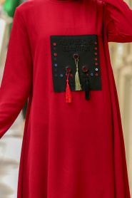 Rouge Bordeaux- Nayla Collection - Tunique Hijab 76730BR - Thumbnail