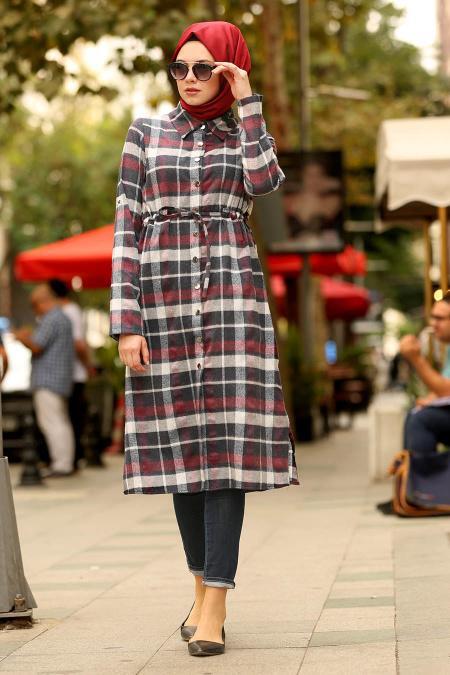 Nayla Collection - Rouge Bordeaux Tunique 83401BR - 2