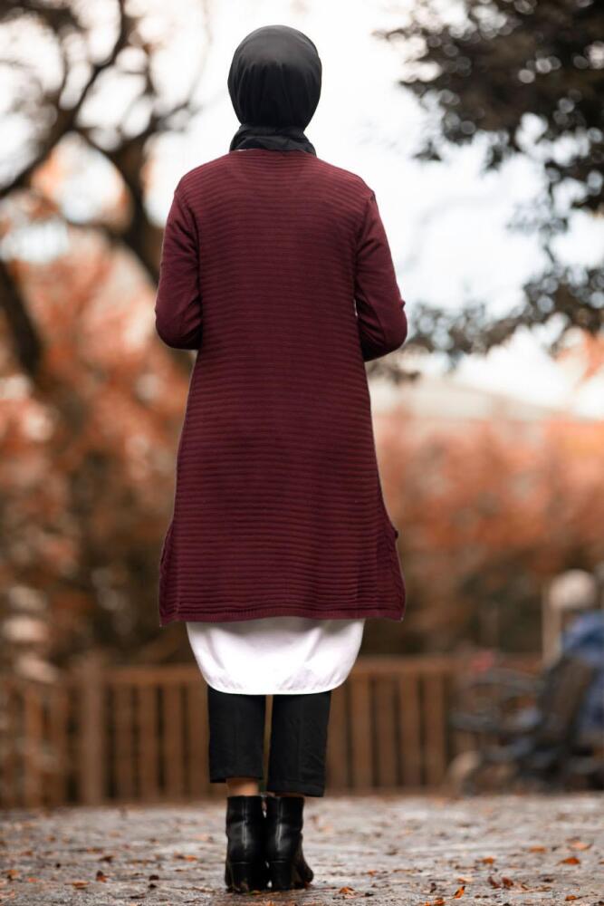 Rouge Bordeaux - Nayla Collection - Tunique Tricot Hijab 2102BR - 2