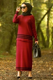 Rouge Bordeaux - Neva Style - Combination Hijab - 20502BR - Thumbnail