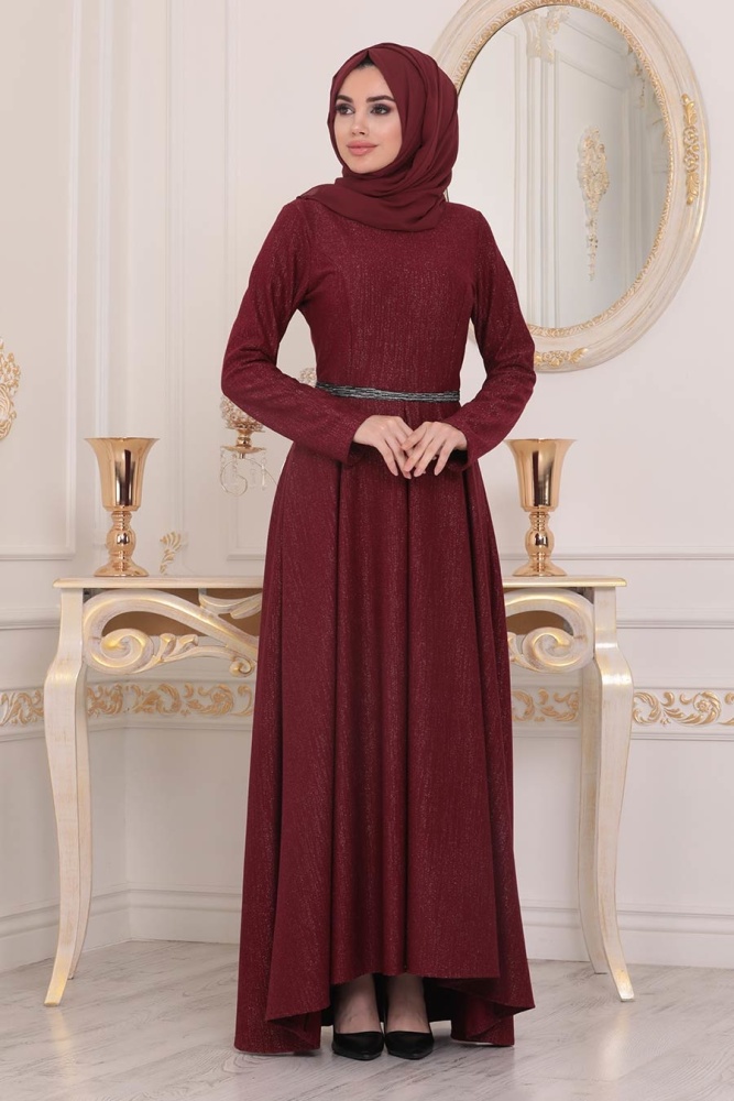Rouge Bordeaux -Neva Style-Hijab Robe-51210BR - 2