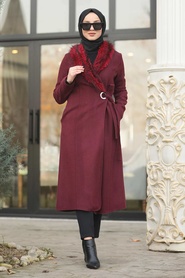 Rouge Bordeaux - Neva Style - Manteau Hijab - 5098BR - Thumbnail