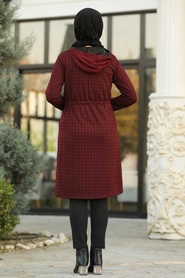 Rouge Bordeaux - Neva Style - Manteau Hijab - 6068BR - Thumbnail