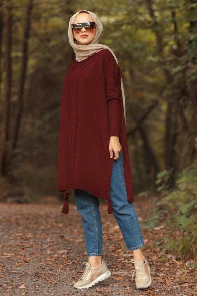 Rouge Bordeaux - Neva Style - Poncho en tricot hija - 10010BR - 1