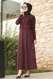 Rouge Bordeaux - Neva Style - Robe Hijab - 1172BR - Thumbnail